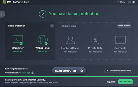 صورة من شاشة استخدام برنامج AVG Antivirus