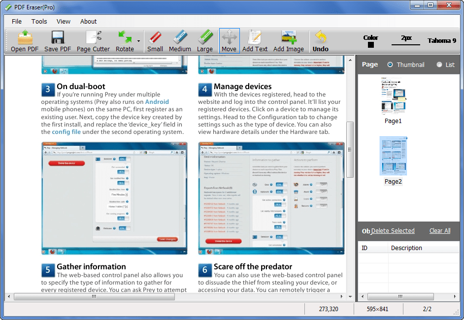 قدرة برنامج PDF Eraser لمسح واضافة التعديل علي ملف pdf للكمبيوتر علي حذف الملفات