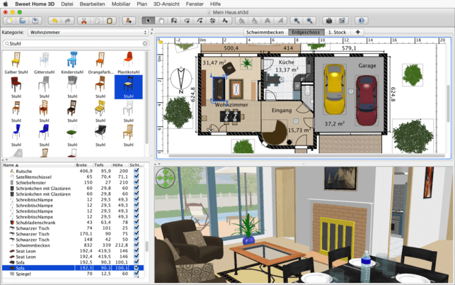 قدرة تصميم المنازل sweet home 3d علي التحكم